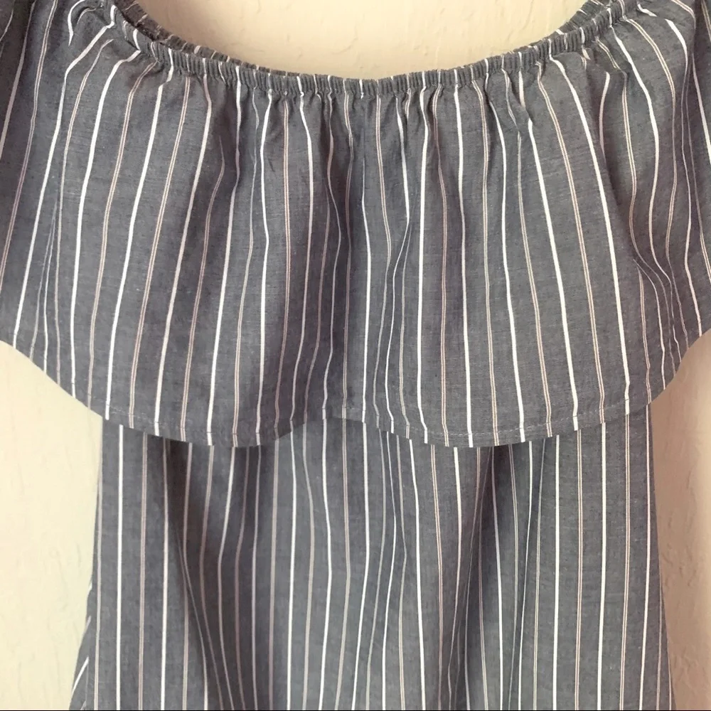 SOCIALITE Nordstrom Striped Off-The-Shoulder Mini Dress Coverup Loose Fit Small - Picture 10 of 14